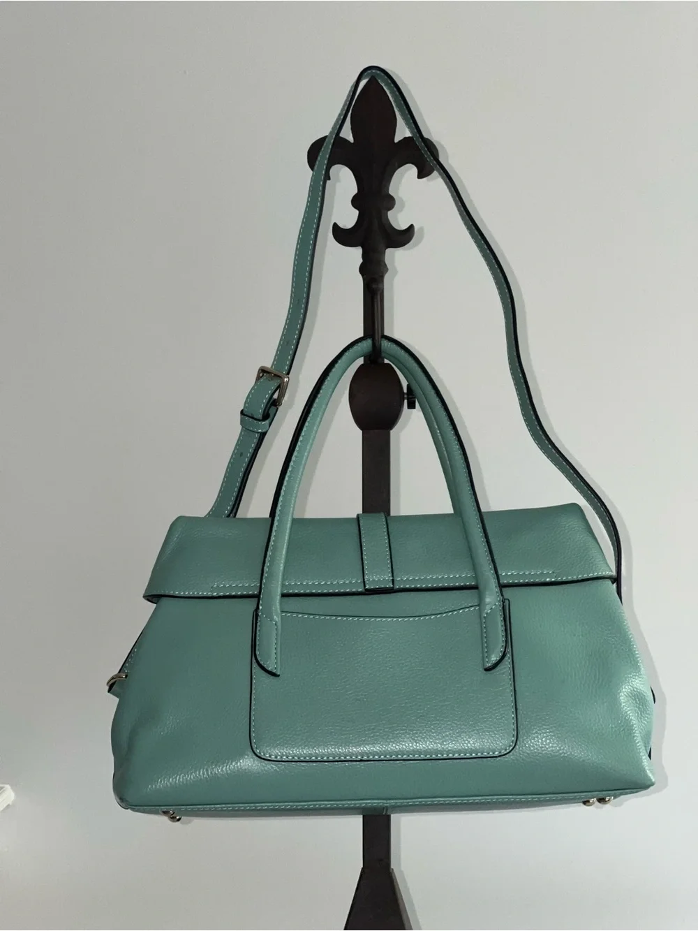 Jack&Chris Style Leather Satchel/Tote Bag - Sage Mint Green